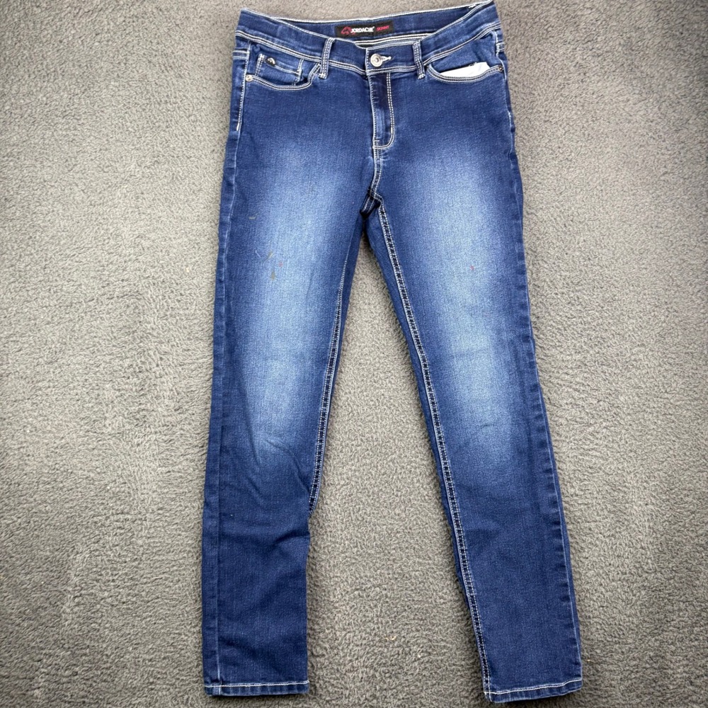 Jordache Skinny Jeans Kids Size 16 Regular Blue Denim‎ White Stitching